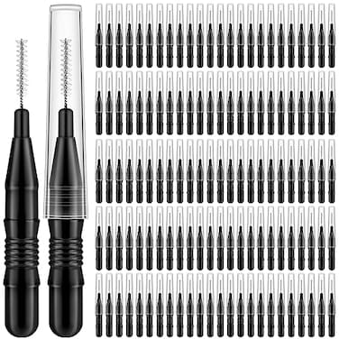 MAPVOLUT 120Pcs Micro Eyebrow Brush with Cap Brow Lamination Brush Spoolies for Brow Eyelash Brush Lash Filler Lift And Tint Tools for Brows and Lashes Comb Extensions