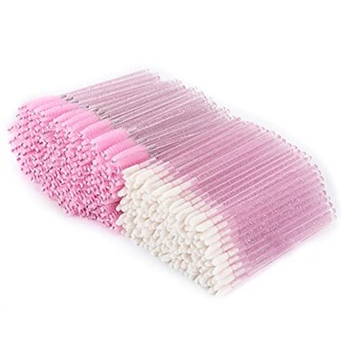 Tbestmax 400 Spoolies Mascara Wand and Lip Brush Disposable Lash Brushes for Eyelash Extensions Lipstick Lip Gloss Wands Applicator Tool Pink