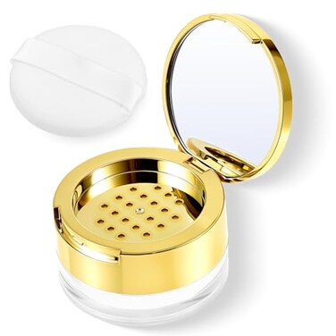 EupHHonycs 6 G Loose Powder Containers with Puff Empty Makeup Powder Container Reusable Plastic Powder Case Mini Powder Compact DIY Makeup Powder Case with Mirror