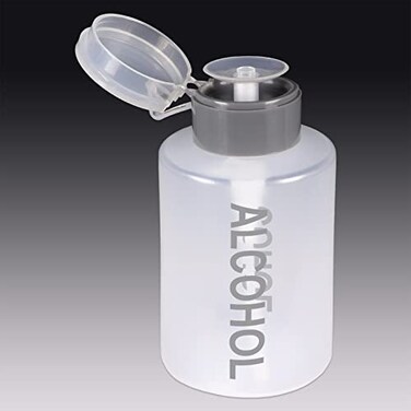 Tech-Med Liquid Push Down Alcohol Dispenser Clear Bottle Labeled 9 Oz Bottle