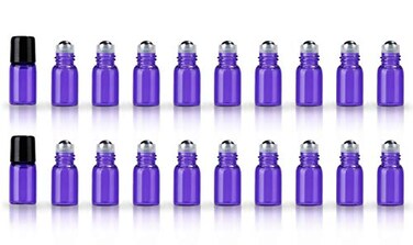 ZbFwmx 20 Pack Set 2ML58 Dram Mini Sample Roll Glass Bottles for Essential Oils Roller Refillable Perfume Roll Bottle 2ML Purple