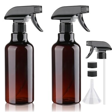 Hethyo Plastic Spray Bottles Empty Spray Bottle 169oz500ml 2 Pack Heavy Duty Spraying Bottles MistStream Water Bottle for Cleaning Solutions Essential Oils Hair Amber