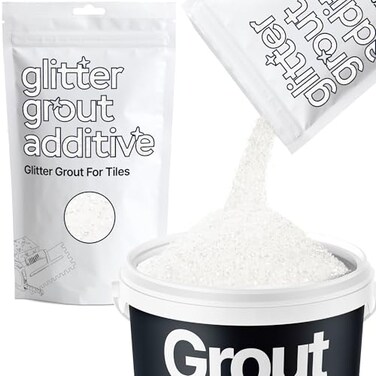 Hemway White Iridescent Glitter Grout Additive 100g Metallic Flakes for Adding Sparkle to Kitchen Bathroom Tiles Enhance Your Indoor Grouting Projects with a Durable Sparkly Effect