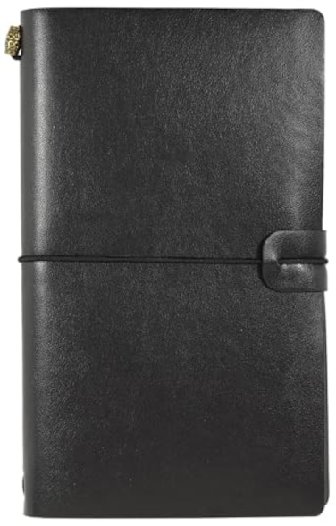 PETER PAUPER Voyager Refillable Notebook Black Travelers Journal Planner Notebook