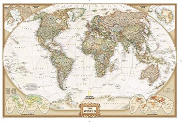 National Geographic World Wall Map Executive Poster Size 36 x 24 in Reference Map