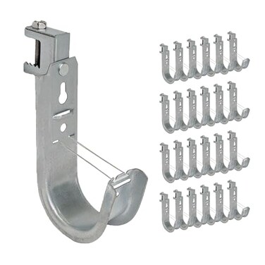 ICC Beam Clamp J Hook 2 with Retainer Clip Galvanized Steel Cable Management Hooks for Hanging Cable to Beams RustResistant EIA and TIA Compliant 2 Inch 25 Pack