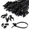 S SYDIEN Push Mount Zip Ties 50Pcs Heavy Duty Black Wire Zips Tie Mounts 2 in 1 Nylon Self Locking Push Mount Cable Zip Tie for Engine Bay Wire Harness Indoor Wires Tying 83x02