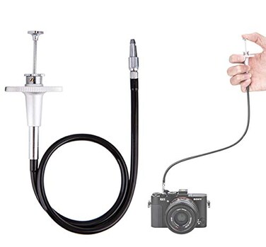 Fotasy JJC TCR40S Silver 40cm Threaded Cable Release Mechanical Shutter Release Cable BulbLock Design for Long exposures