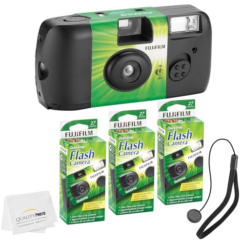 فوجي فيلم Fujifilm QuickSnap Flash 400 Disposable 35mm Camera Hand Strap Quality Photo Microfiber Cloth 3 Pack