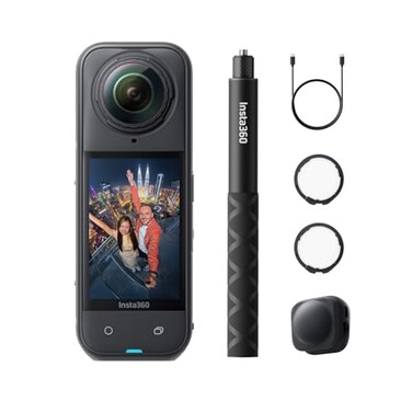 Insta360 X5 Lens Guards Bundle Waterproof 8K 360 Action Camera Leading Low Light Invisible Selfie Stick Effect Rugged Replaceable Lens 3Hour Battery Clear Audio Stabilization