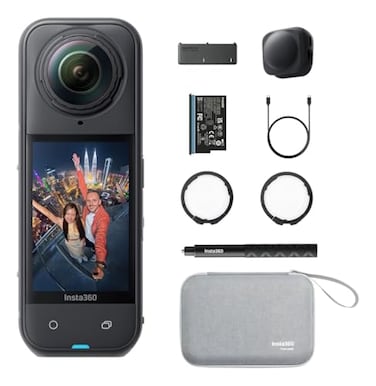 Insta360 X5 Essentials Bundle8K Waterproof 360 Action CameraBundle Includes Selfie Stick Extra Battery Utility Fast Charge Case Standard Lens Guards Lens Cap Carry Case