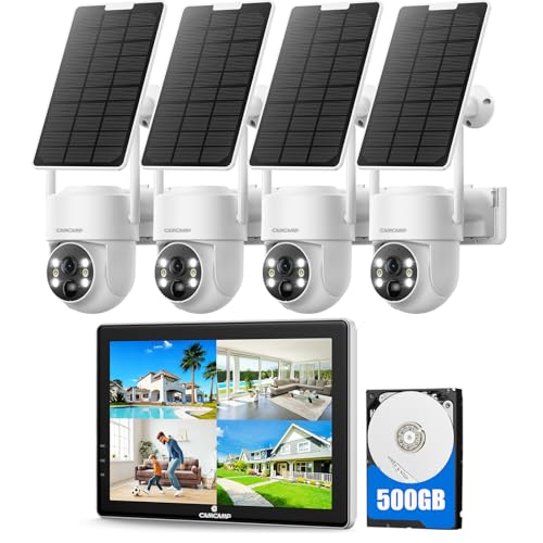 كامكامب Camcamp Solar Security Cameras Wireless Outdoor With 10 Monitor 4 Cam Kit