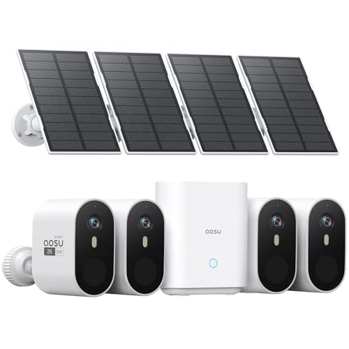 أوسو Aosu Solar Security Cameras Wireless Outdoor 4cam Kit 60 DAYS