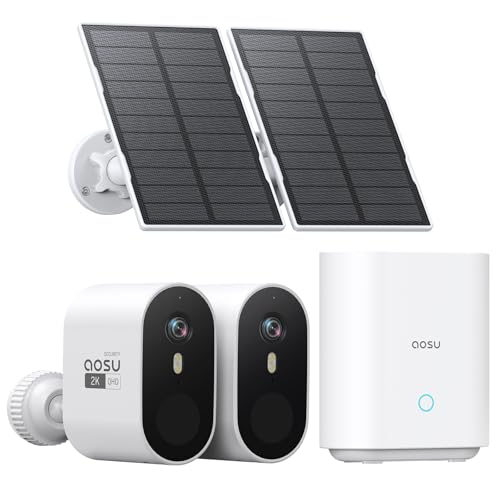 أوسو Aosu Solar Security Camera Wireless Outdoor 2cam Kit 120 DAYS