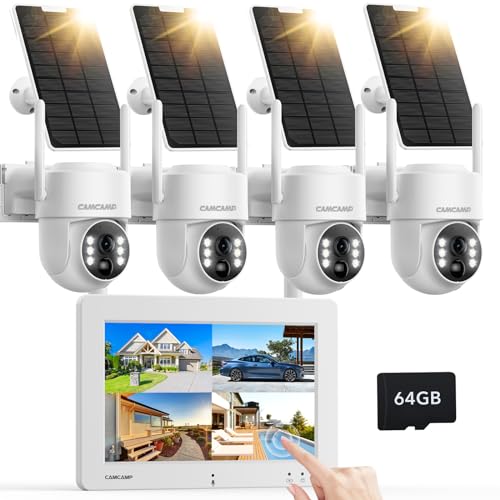 كامكامب Camcamp Solar Security Cameras Wireless Outdoor Home Security Camera System With 7 Touch 7 inch