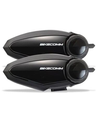 BIKECOMM BKS2 Motorcycle Bluetooth Headset Intercom 1200M Range Wireless Speakers Helmet Communication System IP67 Black Twin Pack
