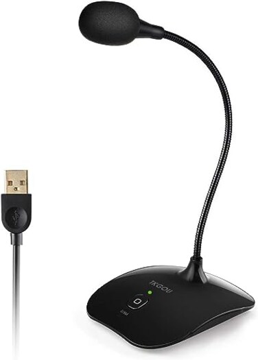 TKGOU USB Microphone 360 Degree Adjustable Gooseneck Design Mute Button LED Indicator NoiseCanceling Technology Plug Play Compatible with Windows MacOS