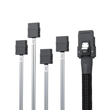10Gtek MiniSAS SFF8087 FanOut Cable Breakout to 4xSATA 6Gbps HighSpeed Cable for RAID Controllers Servers Storage Enclosures 1m33ft