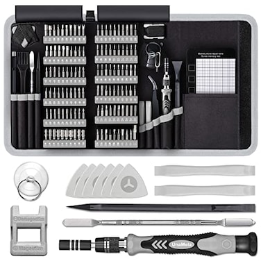 UnaMela PC Building Tool Kit 140IN1 Computer Tool Kit for Repair Assembly Precision Screwdriver Set with Magnetic Bits for Laptop iPhone MacBook PS45 Xbox Game Console Gray
