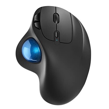 Nulea M501 Wireless Trackball Mouse Rechargeable Ergonomic Easy Thumb Control Precise Smooth Tracking 3 Device Connection Bluetooth or USB Receiver Compatible for PC Laptop Mac Windows