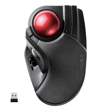ELECOM HUGE Trackball 24GHz Wireless USB Index Finger Control Customizable 8Button Large Soft Palm Rest 52mm Ball Windows PC Mac MHT1DRBK