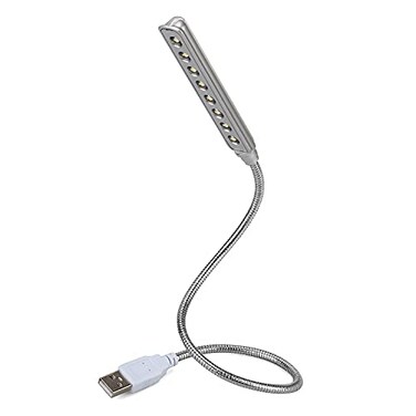 Daffodil USB LED Light 8 Super Bright LED Reading Lamp No Batteries Needed PC Mac Compatible ULT05 Silver