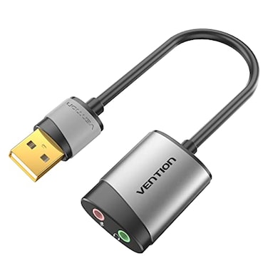 VENTION USB Audio Adapter USB External Stereo Sound Card to 35mm Headphone and Microphone Jack Adapter for Windows MAC Linux PC Laptop Desktops PS5