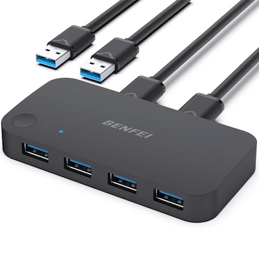 BENFEI USB 30 Switch USB Switch 2 Computers Share 4 USB for PC Mouse Keyboard Printer Scanner USB KVM Switch Selector Compatible with Windows Mac Linux