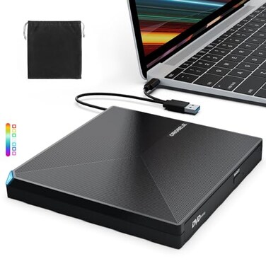 ORIGBELIE External CD DVD Drive Portable USB C A USB 30 DVD RW Player Burner Reader Writer Optical CD ROM Disc Drive for MacBook Laptop iMac Desktop PC Windows 111087XP Linux Mac OS