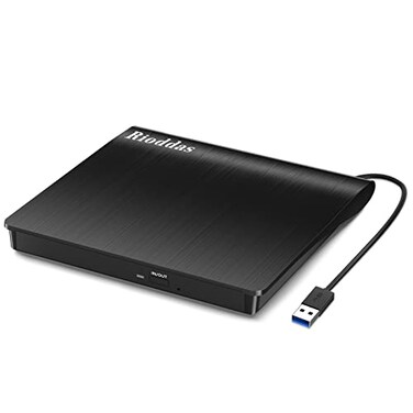 Rioddas External CDDVD Drive for Laptop USB 30 CD DVD Player Portable RW Burner CD ROM Reader Writer Disk Duplicator Compatible with Laptop Desktop PC Windows Apple Mac Pro MacBook Linux