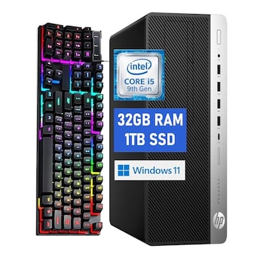 HP ProDesk 600G5 SFF Desktop Computer PC 600G5 Computer 9th Processor 32GB RAM 1TB Solid State Drive USB WiFi Bluetooth Windows 11 Renewed