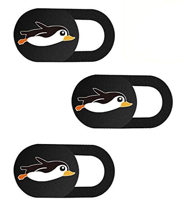 SIREG Webcam Cover Slide 0027in Ultra Thin Web Camera Cover for Laptops Smartphone PC Tablets for Protecting Your Privacy Security Penguin Black 3 Pack