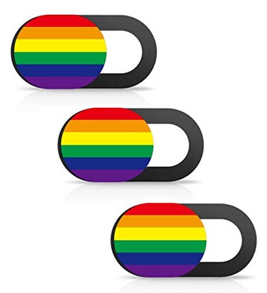 SIREG Webcam Cover Ultra Thin Web Camera Cover fits LaptopTablet Computer Smartphone Protect Your Privacy and SecurityStrong Adhesive RainbowBlack 3 Pack