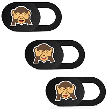 SIREG Webcam Cover Ultra Thin Web Camera Cover fits LaptopTabletComputer Smartphone Protect Your Privacy and SecurityStrong Adhesive MonkeyBlack 3 Pack