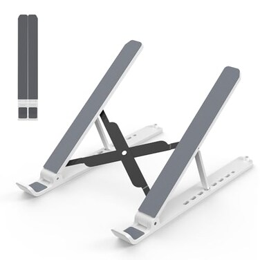 Tonmom Laptop Stand for Desk Adjustable Laptop Riser ABSSilicone Foldable Portable Notebook Holder Ventilated Cooling Notebook Mount Computer Stand for 10156 LaptopsTabletsWhite
