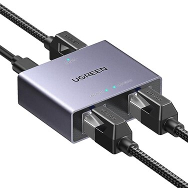 UGREEN 1000Mbps Ethernet Splitter 1 to 2 Plug and Play 2 Devices Simultaneously Networking 3FT USB Power Cable RJ45 Internet Ethernet Switch for PC Laptop PS5 Xbox TV