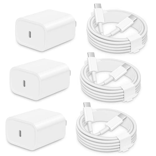 أيسني Aisni iPhone 17 16 15 Charger 3 Pack Usb C Charger Block With 6 Ft Type C Charge 20W