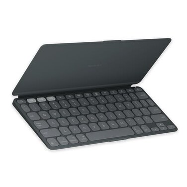 Logitech KeystoGO 2 Portable Wireless Keyboard with Builtin Cover Slim and Compact Bluetooth Keyboard for iPad iPhone Mac and Apple TV Easily Switch with Devices Graphite
