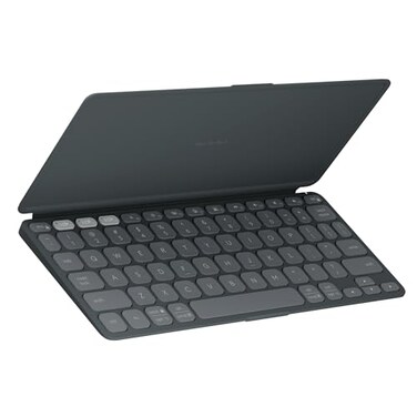 Logitech KeystoGO 2 Portable Bluetooth Tablet Keyboard with Builtin Cover Slim Compact Wireless Keyboard for Windows Android Linux iPad iPhone Mac Apple TV Graphite