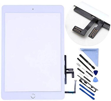 First Choose Touch Screen Digitizer for 2017 iPad 97 A1822 A1823 Front Glass Replacement with Home Button Tool Repair Kit Adhesive White