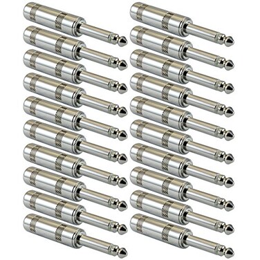 GLS Audio 14 Plugs for Speaker Cables Patch Cables Snakes TS Male Mono 14 Inch Phono 63mm Phone Plug Bulk 20 PACK