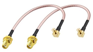 DHT Electronics 2PCS RF coaxial Coax Cable Assembly SMA Female to MCX Male Right Angle 6