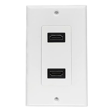 Bealuffe HDMI Wall Plate Wall Outlet Panel for Home Theater HDMI Socket Coupler Support 4K HDR ARC 3D Ethernet White 2 Port