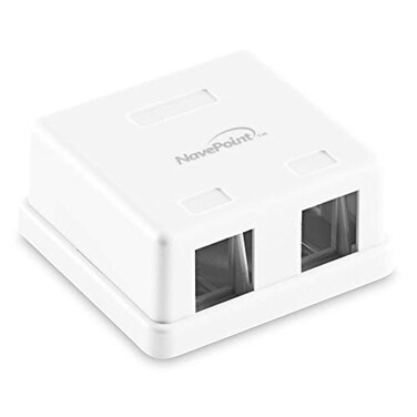 NavePoint Keystone Jack SurfaceMount Box 2Port White 10Pack