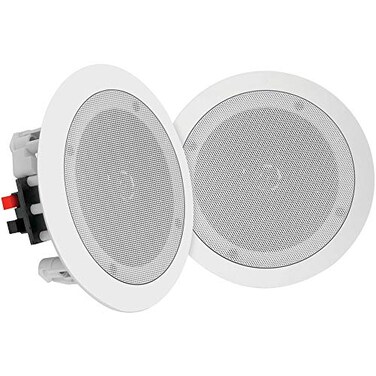 Pyle Pair 8 Bluetooth Flush Mount Inwall Inceiling 2Way Universal Home Speaker System Spring Loaded Quick Connections Polypropylene Cone Polymer Tweeter Stereo Sound 250 Watts PDICBT852RD