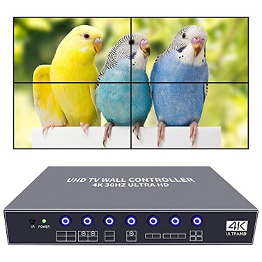 iseevy ISEEVY 4K UHD Video Wall Controller 2x2 1x2 2x1 TV Wall Processor Support 3840x216030 HDMI Input for 4 TV Splicing Display