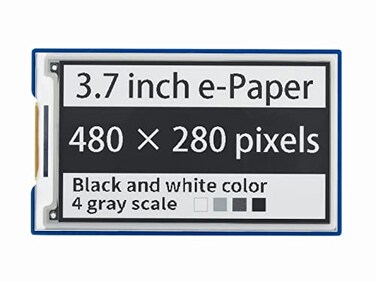 waveshare 37inch EPaper EInk Display HAT Compatible with Raspberry Pi4B3B3B2BBAZeroZero WWHZero 2W 480280 Pixels BlackWhite 4 Grey Scales SPI Interface Supports Partial Refresh