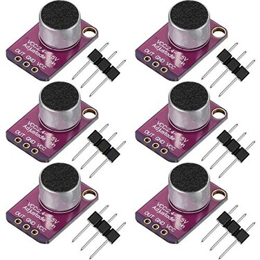 Weewooday 6 Pieces Electret Microphone Amplifier Module MAX4466 Adjustable Gain Blue Breakout Board