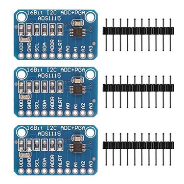 D-FLIFE DFLIFE 3pcs ADS1115 16 Bit 16 Byte 4 Channel I2C IIC AnalogtoDigital ADC PGA Converter with Programmable Gain Amplifier High Precision ADC Converter Development Board for Arduino Raspberry Pi