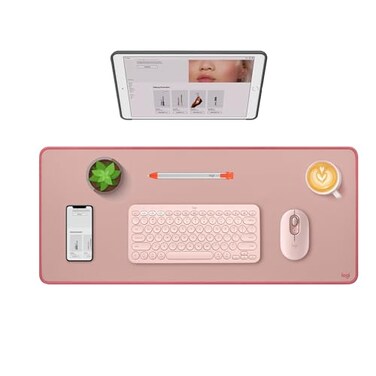 Logitech Desk Mat Studio Series Multifunctional Large Desk Pad Extended Mouse Mat Office Desk Protector with AntiSlip Base SpillResistant Durable Design in Darker Rose
